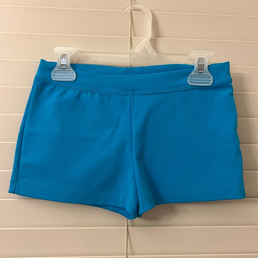 Capezio Turquoise Blue Youth Large Low-Rise Boy-Cut Dance Acro Booty Shorts
